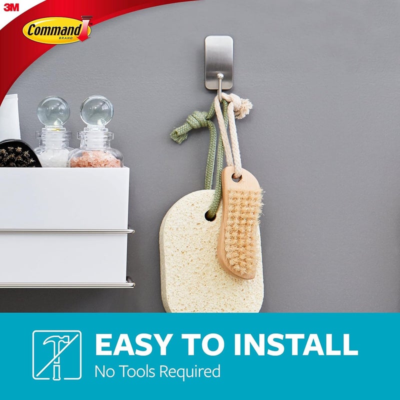 Command BATH33-SN-ES Bath Hooks, Satin Nickel, 4 Count - Image 5